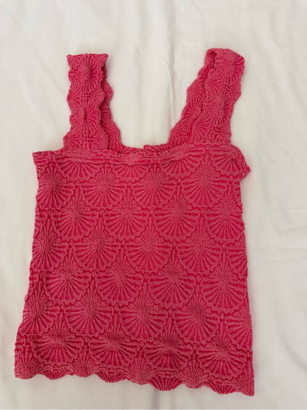 Textured Pink Sleeveless Tank Top with Wide Straps
